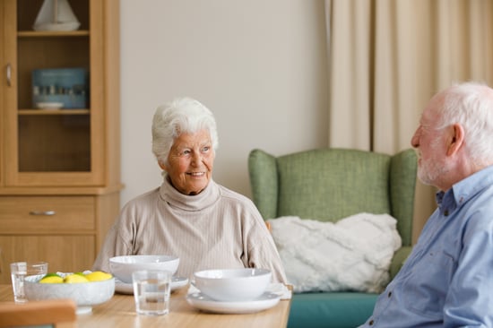 A shared dining area at HammondCare Waratah, an aged care home near Newcastle, NSW.