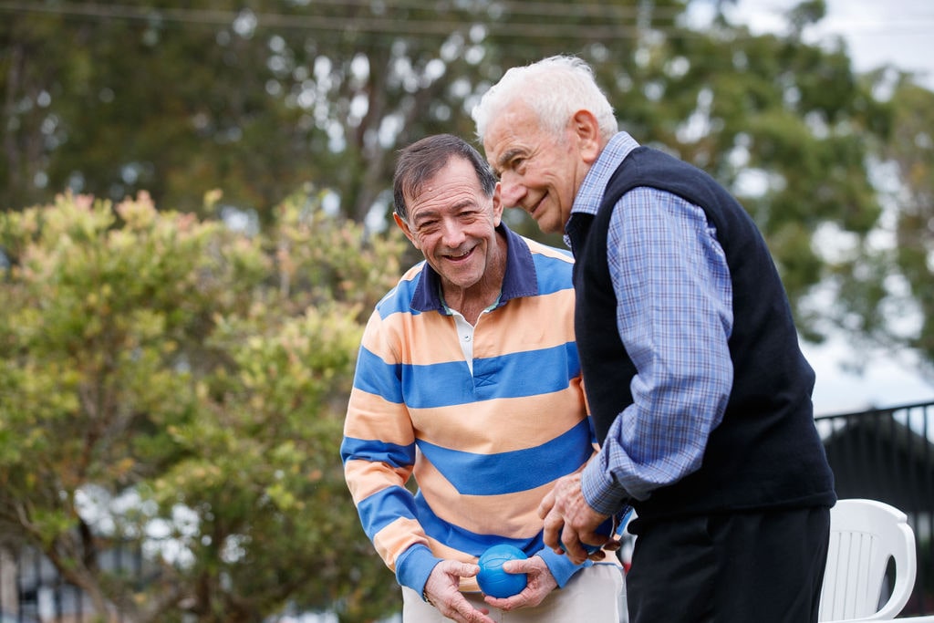 Men playing bocce at HammondCare's Social Club